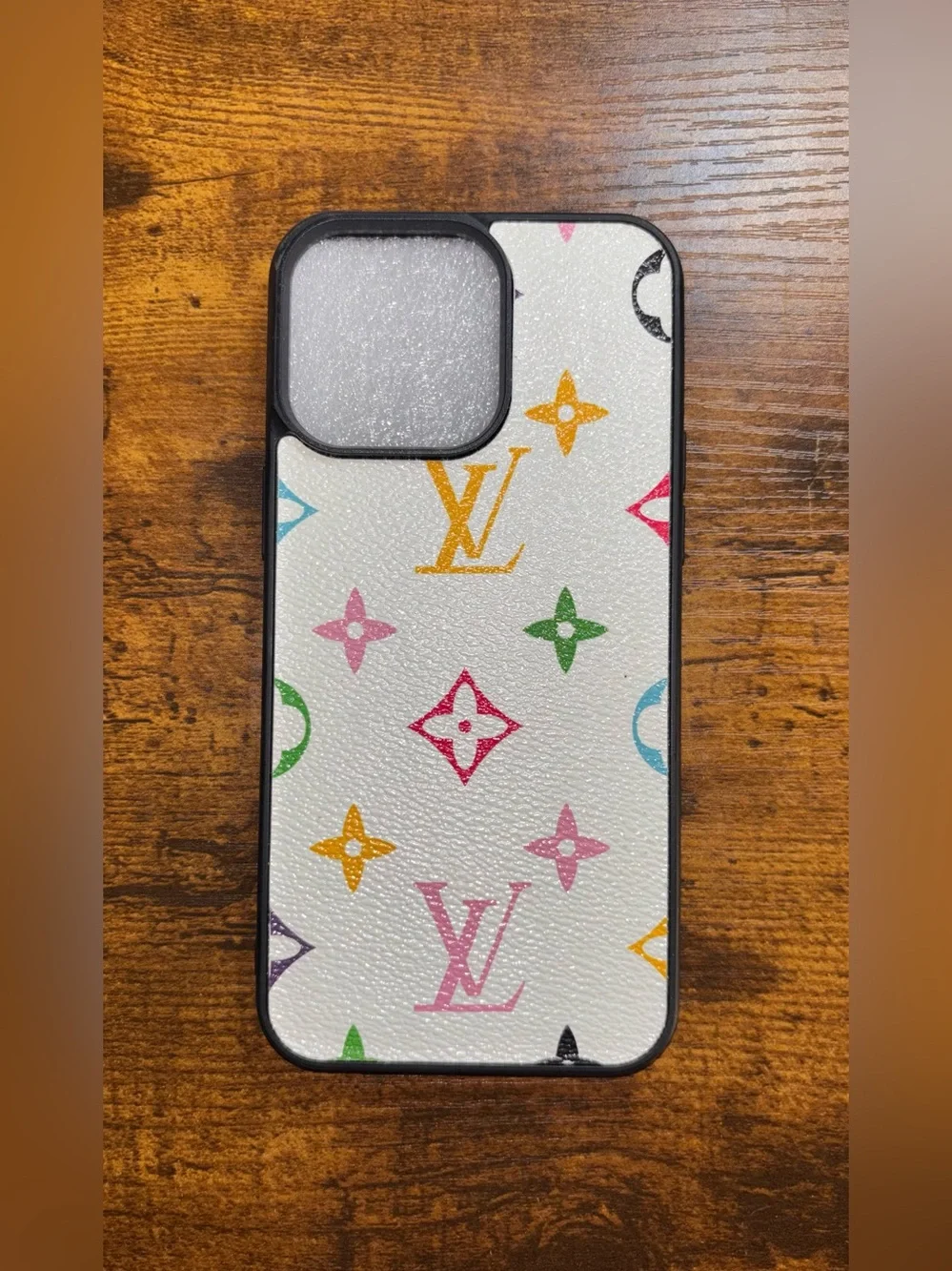 🔥15 Pro Max luxury black and White Multicolor Monogram iPhone Case🔥